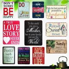 Горячие Семейные Правила винтажная ментальная табличка любовь и живая жестяная вывеска художественные наклейки на стену бар дома Сладкая декоративная живопись плакаты WY26