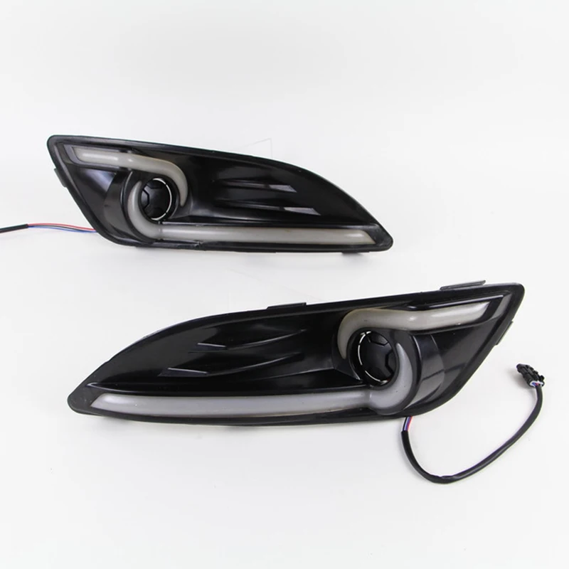 Hlxg LED DRL дневные ходовые огни для ford fiesta 2013 2014 2015 2016 с двойным направляющим светом