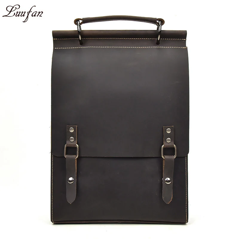 Men genuine leather backpack Unisex Real leather causal daypack A4