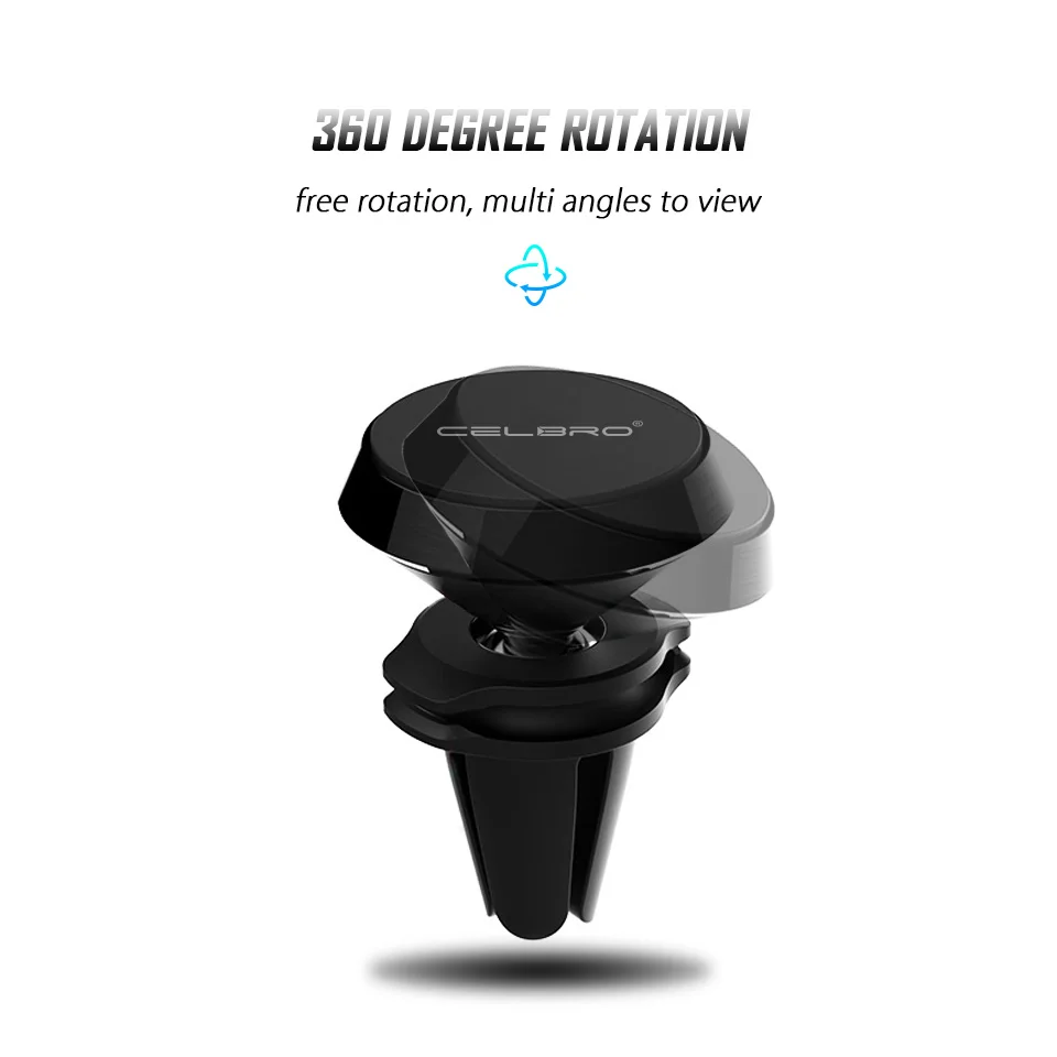 Magnet Phone Holder in Car Mount 360 Degree Rotation Magnetic Cell Phone Stand Cradle Air Outlet Cellphone Car Holder with Clamp