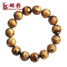 Природный кристалл тигровый глаз браслет мужчин-женщин скульптура