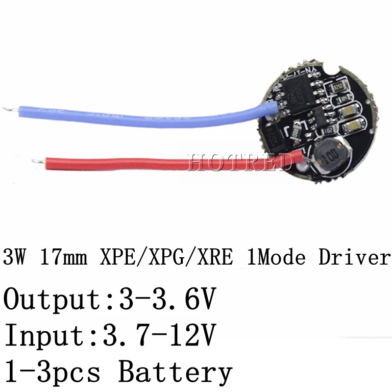 

10PCS 3W LED driver 17mm 3.7-12V DC 1 Mode LED Flashlight Driver for CREE XRE-Q5/XPE XP-E /XBD XB-D all kind of 3W LED Light