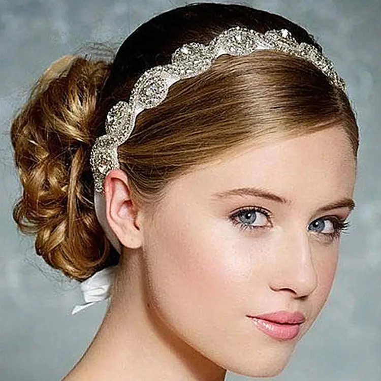 Розничная, модная романтическая кристальная Свадебная лента для волос, лента для волос для женщин, свадебная повязка на голову, аксессуары для волос, украшение на голову