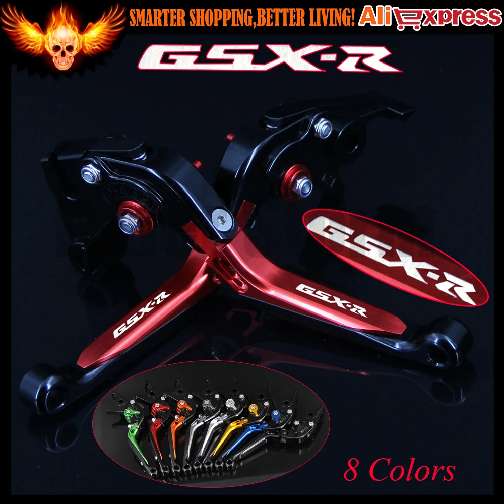 

Logo(GSX-R)8 Colors Red+Black New CNC Adjustable Folding Extendable Motorcycle Brake Clutch Levers For Suzuki GSXR750 2004 2005
