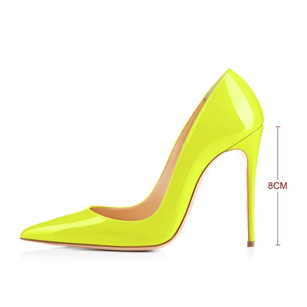 Onlymaker/оригинальные женские туфли-лодочки наивысшего качества туфли-лодочки с острым носком на тонком каблуке красивые туфли из лакированной кожи женская обувь; большие размеры США 5-15 - Цвет: H161209 8CM