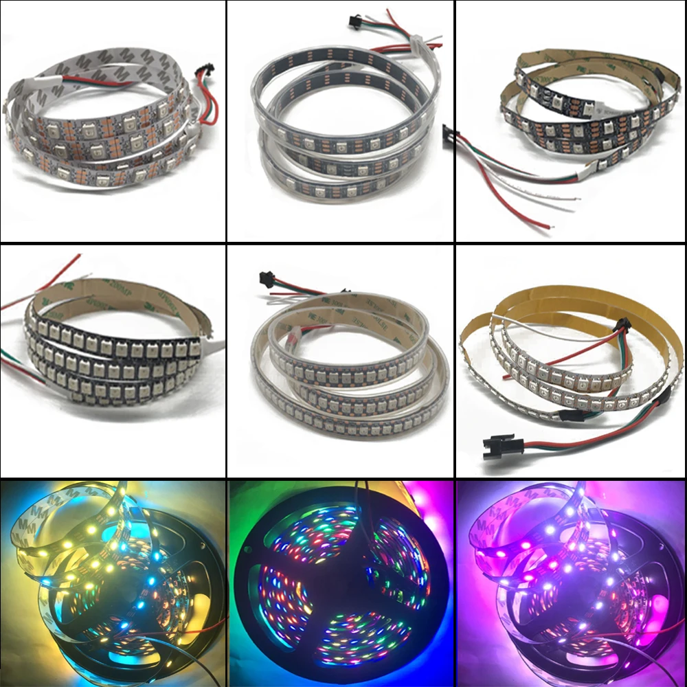 Светодиодная лента WS2812B 5050 RGB 5 м 150 светодиодов 300 30 светодиодов/м индивидуально