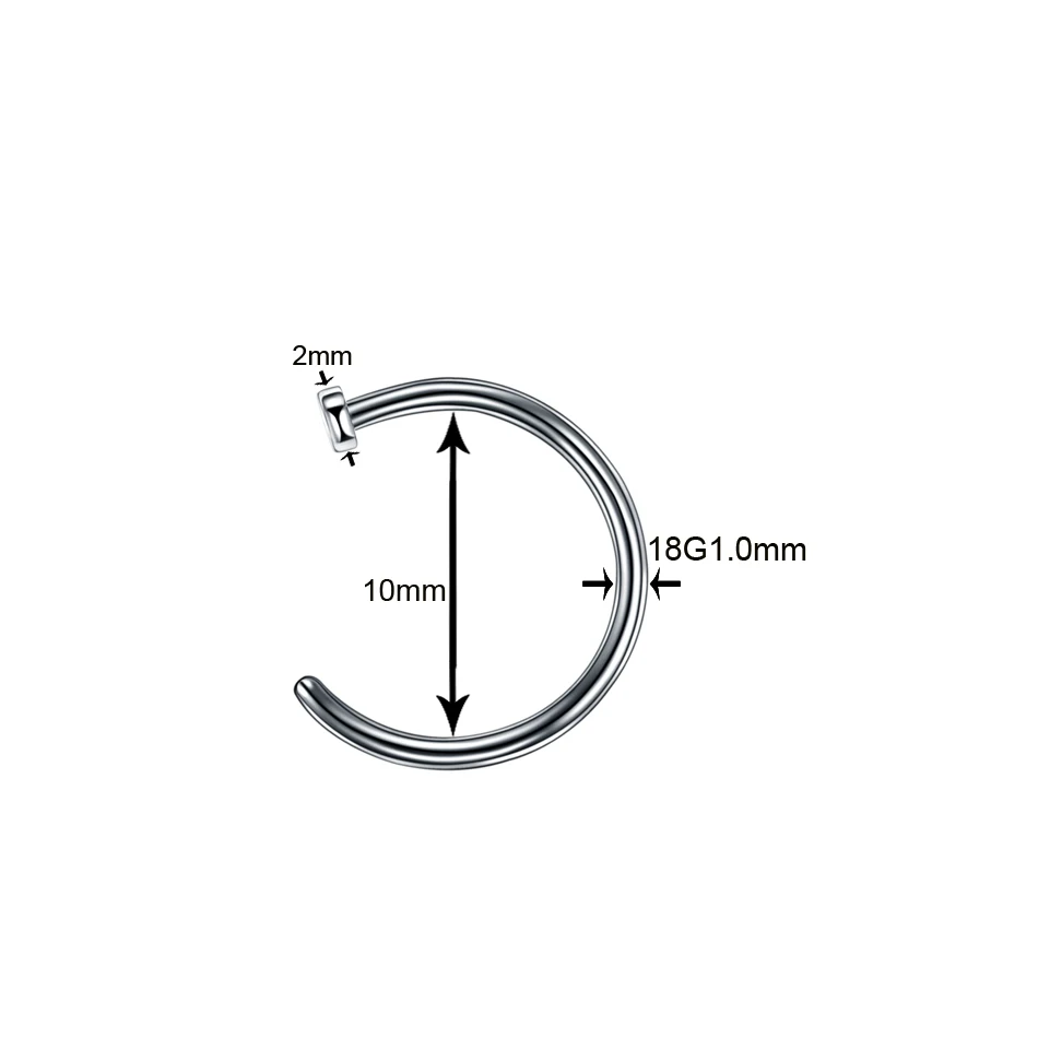 1 шт G23 Titanium18G 20G Нос Пирсинг Ноздря C клип для губ пирсинг носа серьги обруча пирсинг носа заклепки ноздрю пирсинг - Окраска металла: 18G 1.0x10x2mm