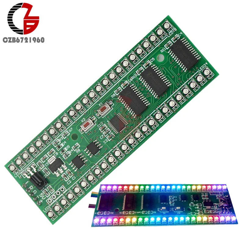 DC 5V 6V MCU RGB дисплей шаблон двухканальный 24 светодиодный VU индикатор уровня для