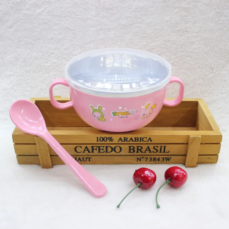Cute Stainless Steel  Baby Bowl Food Container Children Tableware Dinner Eating Set  (3)