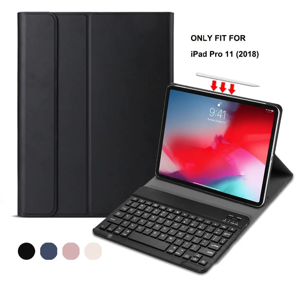 

For new 2018 iPad Pro 11 inch case keyboard with wireless bluetooth PU leather cover case for iPad Pro 2018 keyboard Folio case