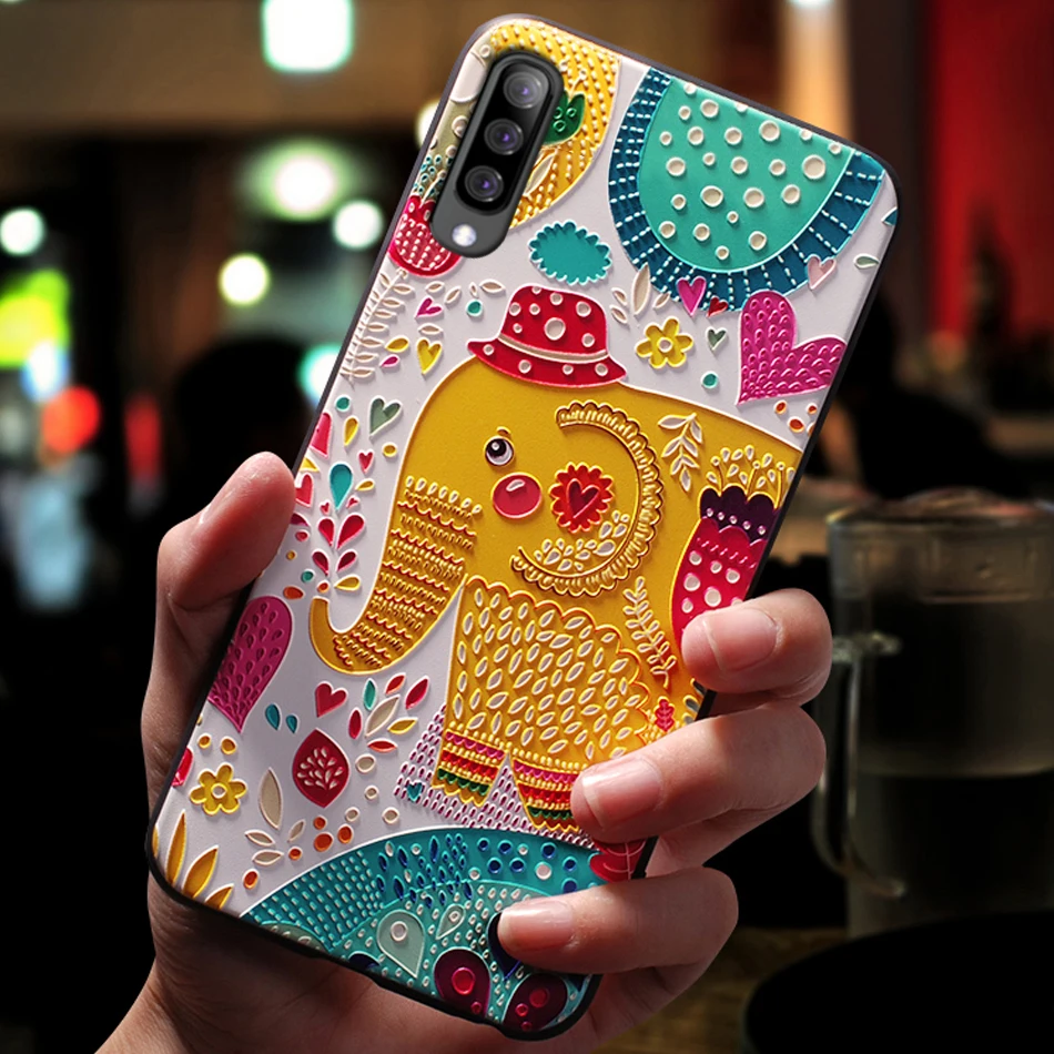 Чехол чехол для Samsung Galaxy A40 A30 A50 A70 милый силиконовый 3D мобильного телефона