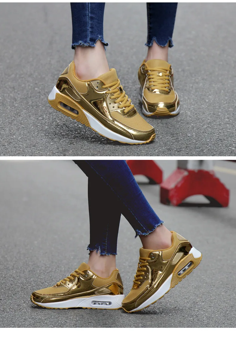 AOJILONG/Новая Брендовая обувь для бега; zapatillas hombre; обувь для улицы на шнуровке; Корзина для женщин; пара суперзвезд; сетчатая блестящая Мужская обувь золотистого цвета