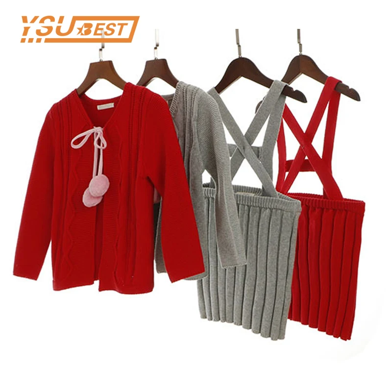 

Baby Girl Sweater Cardigan Kids Girl Knitted Suspender Skirt Set Infant Strap Braces Skirt Little Girl Jumper Baby Girl Clothes