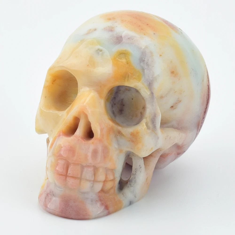 

2.6'' Natural Amazon Stone Hand Carved Rock Quartz Crystal Skull Figurine Realistic Healing Crystal Skull Statue Home Decor