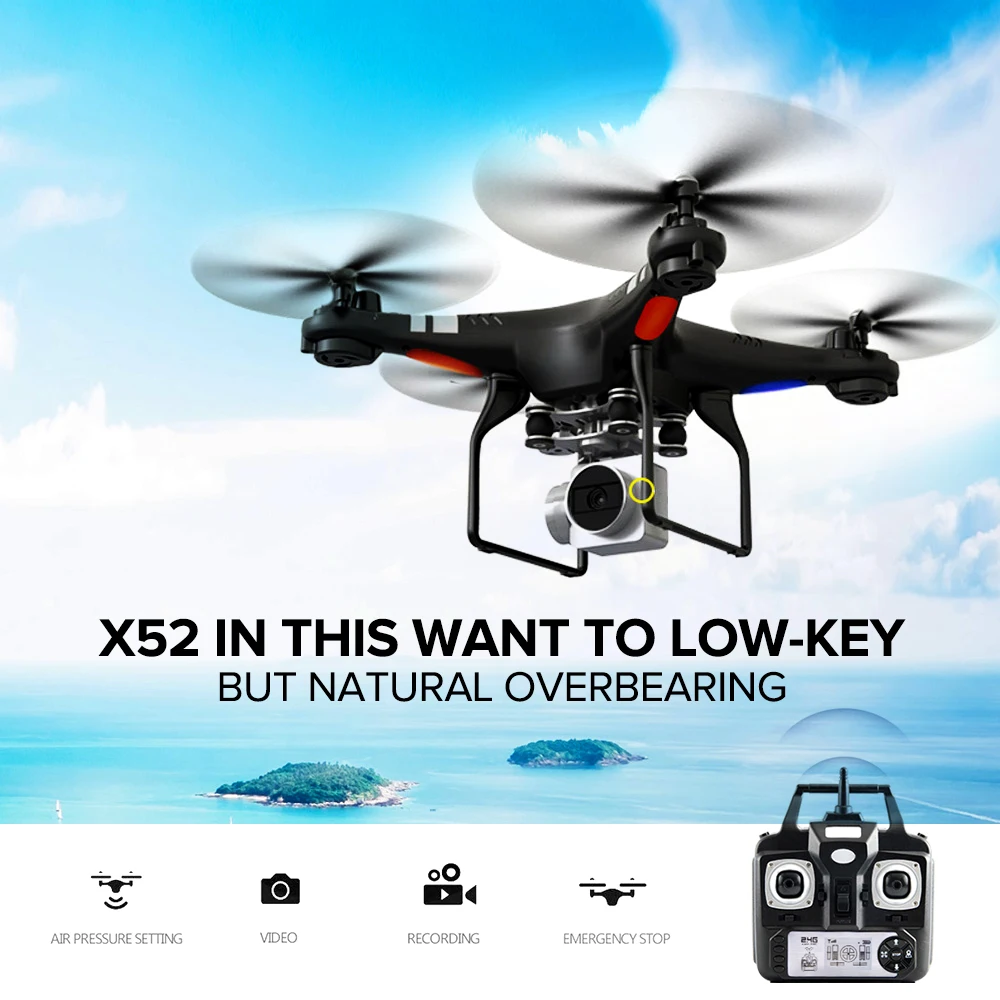 RC Дрон FPV wifi 2MP HD камера X52HD Квадрокоптер микро пульт дистанционного управления