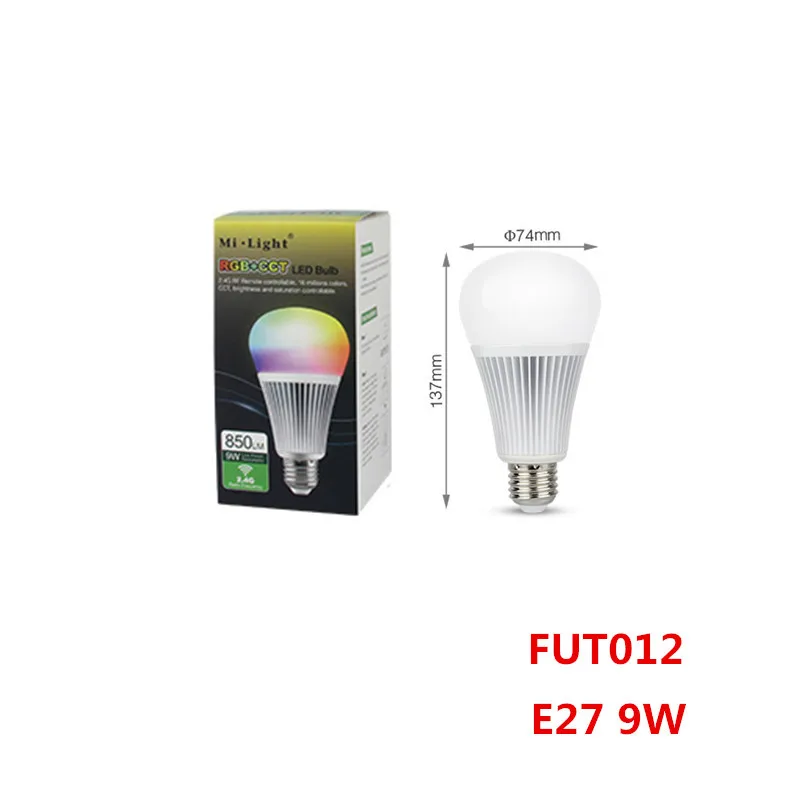 110 V 220 V 12 V E27 GU10 MR16 RGB+ с регулируемой яркостью Mi светильник светодиодный лампы 2,4 г RF пульт дистанционного управления/Беспроводное управление wifi 4 ваттов 9 ваттов RGBWW светодиодный потолочный светильник - Испускаемый цвет: E27 9W