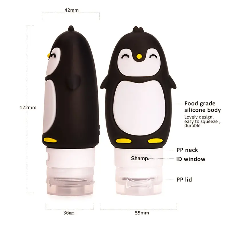 Food-grade Silicone 60/80/90/100ML Makeup Cute Travel Bottles Shampoo Shower Gel Lotion Sub-bottling Tube Squeeze Empty Bottle