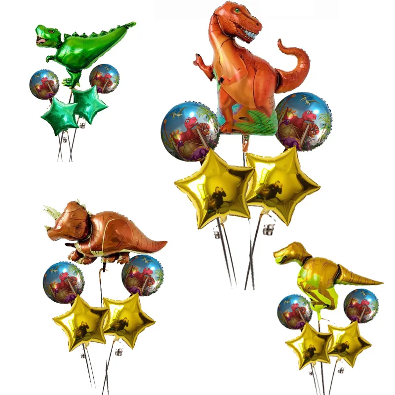 

5pcs/lot Dinosaur Foil Balloons combination Dragon Helium Globos Jurassic World Animal Ballon Dinosaur Party Kids Birthday Gift