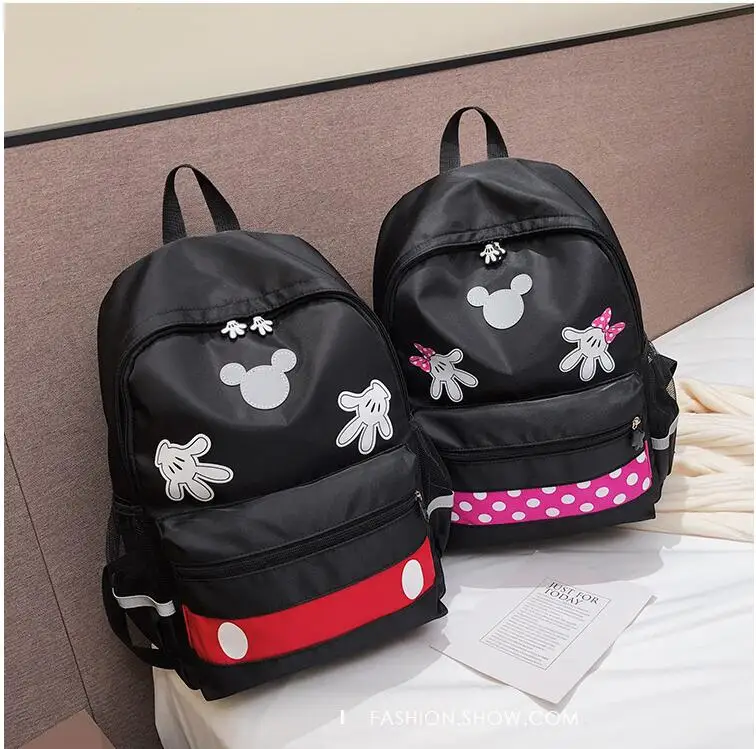 Рюкзак с Микки и Минни для девочек-подростков; большие вместительные женские черные дорожные сумки с принтом из мультфильмов; забавные школьные сумки; 3 цвета
