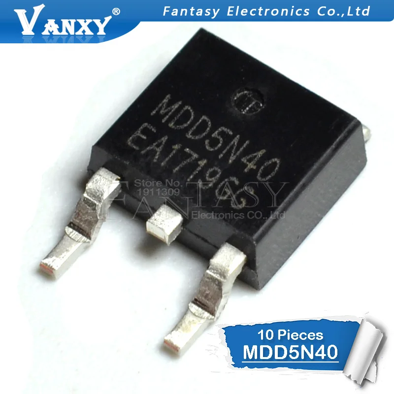 

10PCS MDD5N40 TO252 MDD5N40RH TO-252 5N40 5A 400V MOS FET