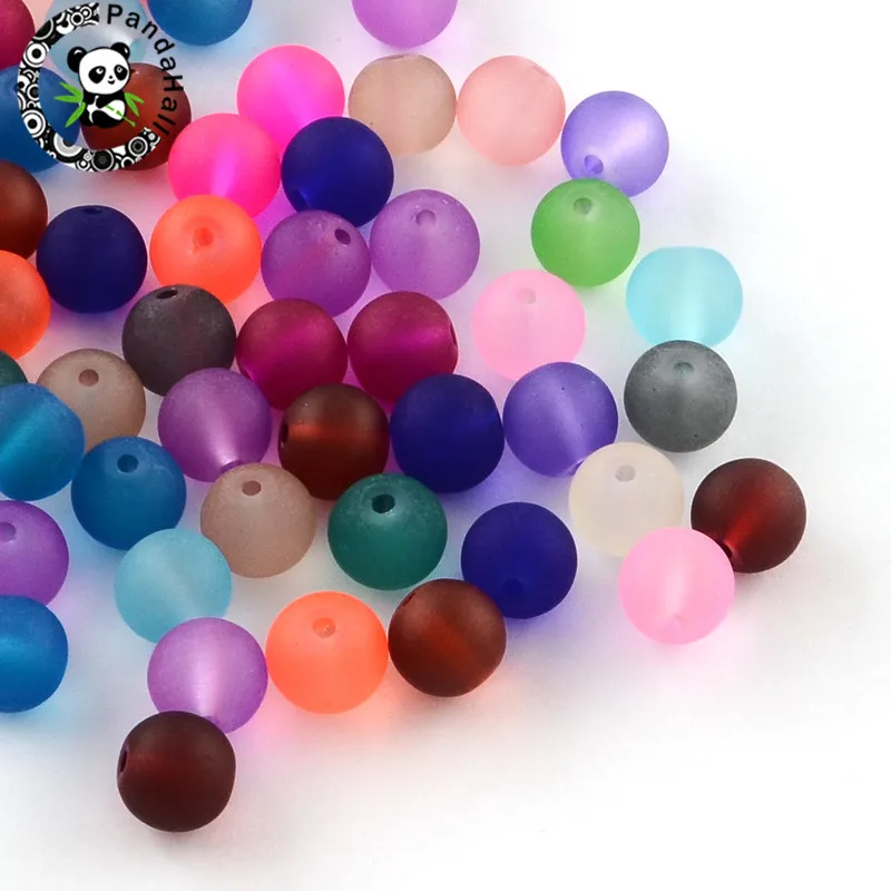 

Transparent Frosted Mixed Color Glass Beads Round about 100pcs/bag DIY Bracelet Necklace for Jewelry Making Accessories Hole 1mm