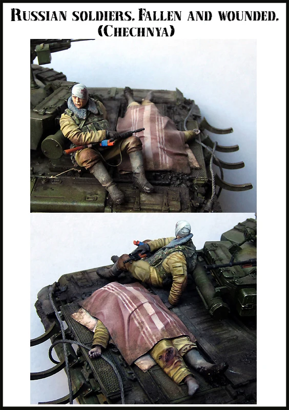 1/35 модельная фигурка из смолы набор русских воинов. Павших и раненных. (Чеченская