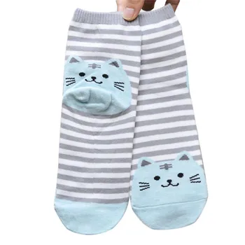 

2019 NEW HOT 1 Pair Animals Striped Cartoon Socks Women Cat Footprints Cotton Socks Floor Free ship T4