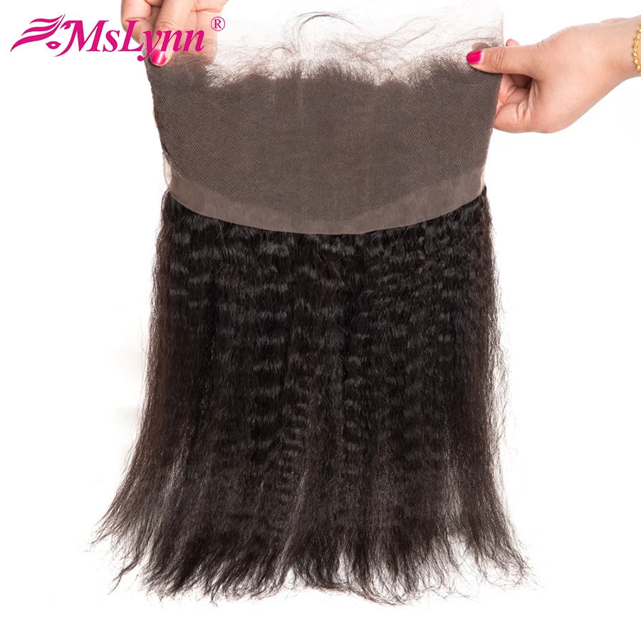 altMslynn 360 Lace Frontal With Bundle Brazilian Kinky Straight Hair 3 Bundles With Closure Human Hair Weave Extension Non Remy
