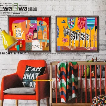 

Abstract color wall frog modern minimalist American restaurant wall hanging painting murals decorative painting frame painting r