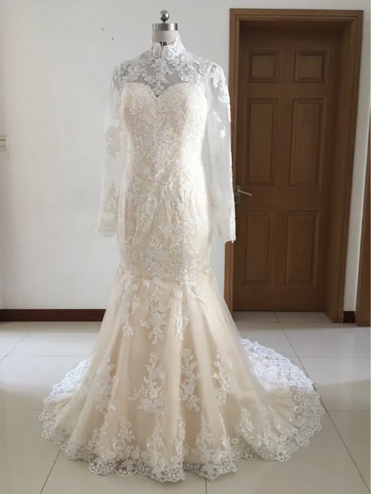 

Halter lace wedding dress real sample wedding gowns bride dresses vestidos de novia 2016 R42