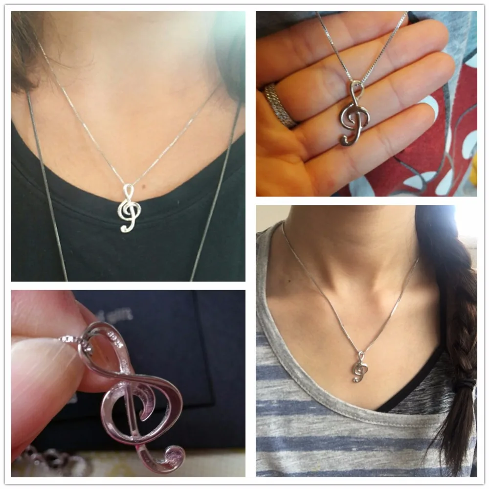 Musical Note Necklaces & Pendants Wedding Jewelry Elegant Women 925 Sterling Silver Necklace Gifts For Her (JewelOra NE100355)