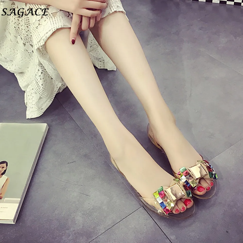 

SAGACE Sandals For Women Ladies WedgeSummer Bowknot Jelly Plastic SandalsHoliday Roman Shoes Female Footwear zapatos mujer