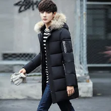 2017 Top Quality Warm Men’s Warm Jacket Windproof Casual Outerwear Thick Medium Long Coat Men Parka stand plus size 4XL print