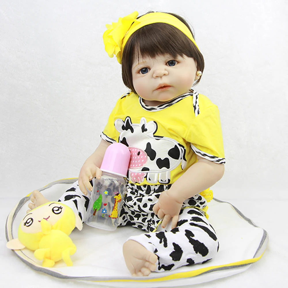 

KEIUMI 23'' Lifelike Reborn Baby Dolls White Skin Babies Doll Full Vinyl Body Girl Model Toddler Bebe Milk Cow Suit Doll Toy