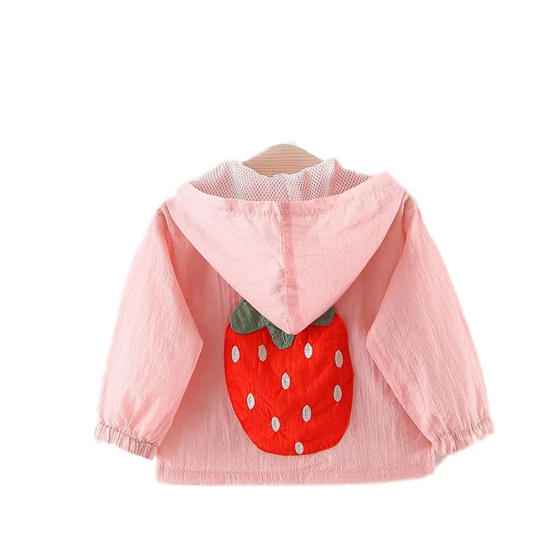 

hot! summer children clothing baby grils coat baby girl clothes kid clothes Strawberry Hooded sun protection clothing