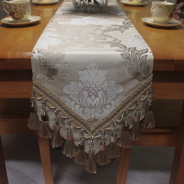 CURCYA Jacquard Luxury Table Runner for Formal Dinning Table Handmade