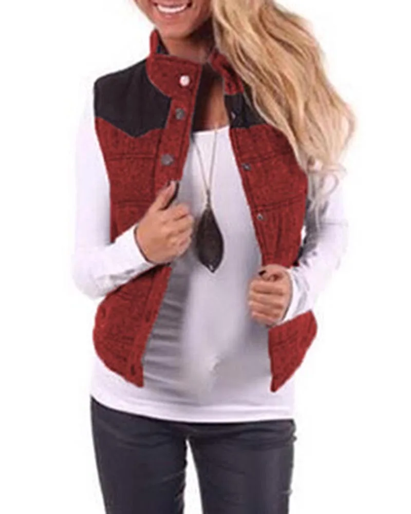 

Hitmebox 2019 Newly Auturmn Winter Women's Slim Fit Patchwork Waistcoat Jacket Tops Quilted Padded Puffer Cotton Vest Outwears