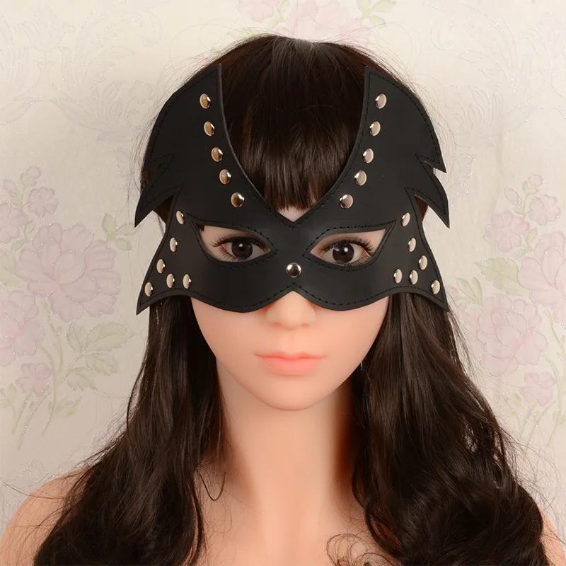 Fetish bdsm Bondage Mask Studded Leather Sex Face Cat Mask 