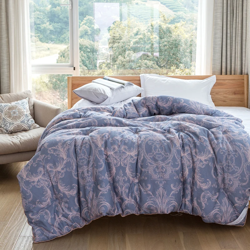 

2018 European Style Purple Thick Winter Comforter Quilting Sanding Cotton Fabric Polyester Filler Queen King Size Brushed Fabric