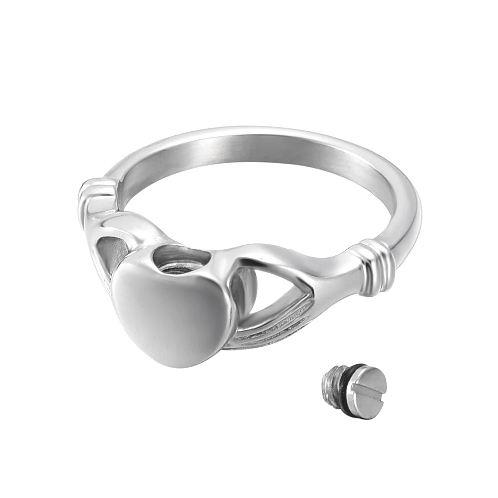 Heart in Hands Cremation Urn Ring for Cats Kitty Memorial