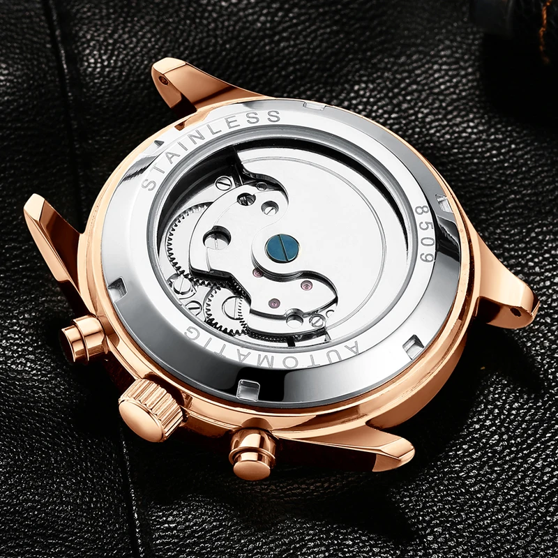 Мужские часы автоматические механические часы Tourbillon спортивные мужские часы повседневные деловые полностью стальные часы в ретро-стиле Relojes Hombre подарок