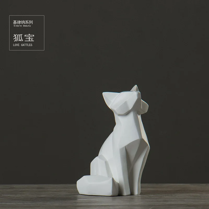 Простые белые абстрактные геометрические скульптуры лисы, креативные современные скандинавские геометрические украшения для дома, гостиной AP503915