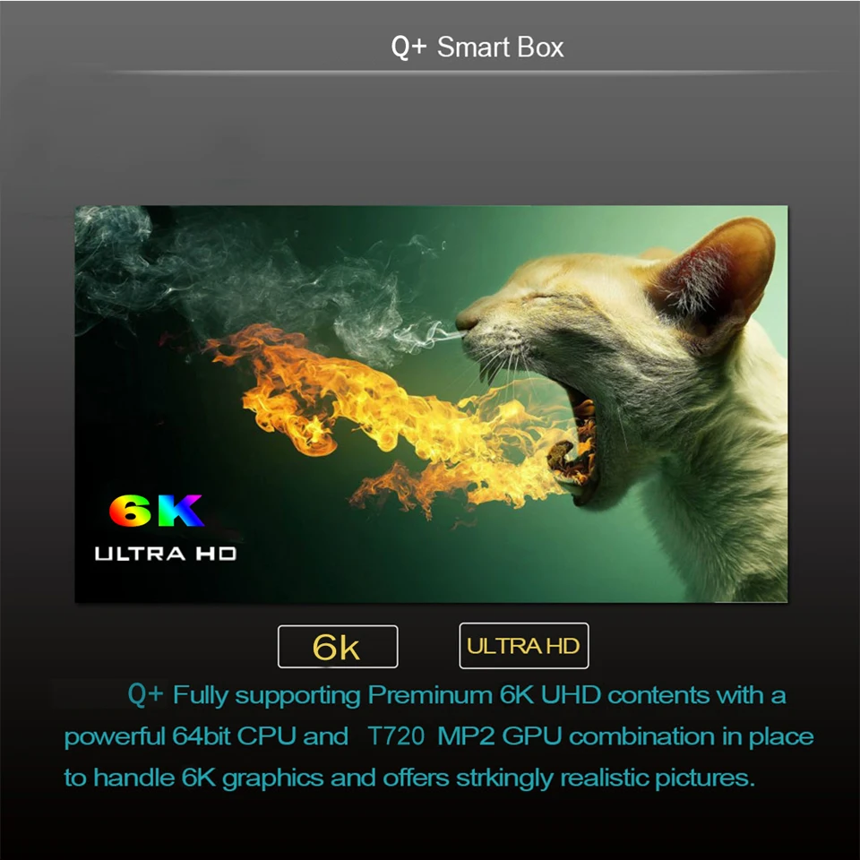 Qplus 6K USB3.0 HDMI2.0 Android Smart Streaming tv Box 4G/64GB H6 A53 четырехъядерный Mali-720 4 GB/32 GB