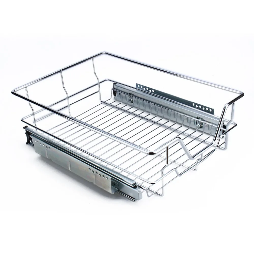 400mm Kitchen Sliding Cabinet Organizer Pull Out Chrome Wire