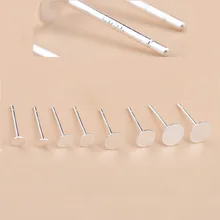 20 штук 925 пробы серебряные серьги база 3/4/5/6/8 мм заготовки под Кабошон Настройки круглый коврик Сережка-гвоздик, пост Diy Компоненты выводы