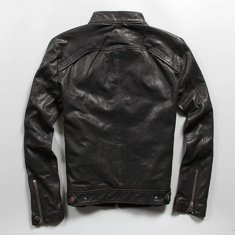 Высокое качество овчина брендовая мужская куртка из натуральной кожи короткая мотоциклетная куртка/одежда тонкое зимнее пальто DSL размера плюс