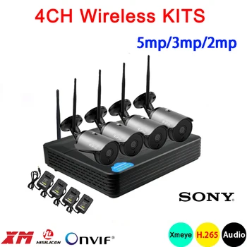 

5mp/3mp/2mp Black 36pcs Infrared ICsee Waterproof Audio H.265+ 25fps 4CH 4 Channel WIFI Wireless IP Camera kits Free Shipping