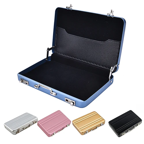 

Black Aluminum Metal Case Box Men Women Business Credit Card Holder Case Cover Coin Wallet