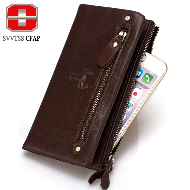 High quality wallet genuine leather men wallet famous brand purse long