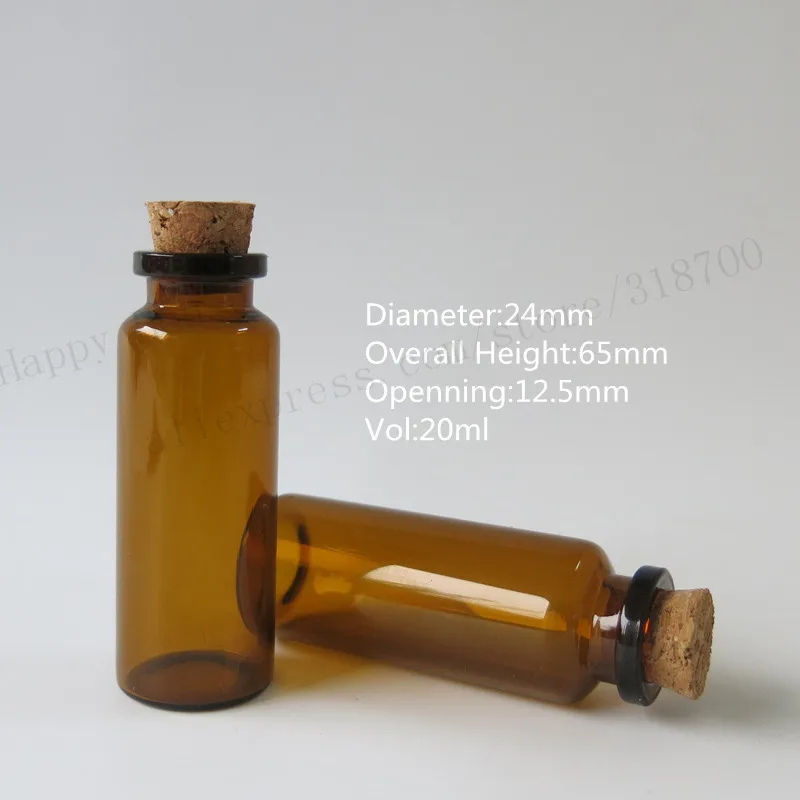 

1000 X 20ml Glass Brown Bottle With Wooden Cork, 20CC Amber Corked Glass Bottle, Empty Glass Container with Cork,24*65*12.5mm